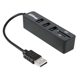 2 in 1 USB 2.0 480Mbps 3 Ports HUB COMBO + TF / T-FLASH SD / SDHC / SDXC Card Reader for Windows XP / Vista / 8.1 / 7 / 8, MAC, etc, USB 2.0 (Black)