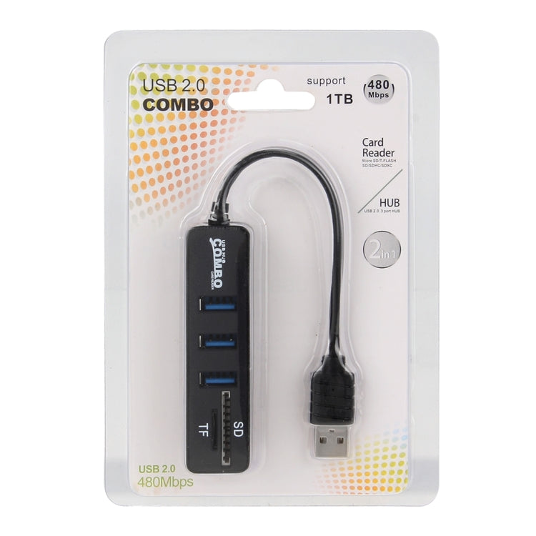 2 in 1 USB 2.0 480Mbps 3 Ports HUB COMBO + Micro SD / T-FLASH SD / SDHC / SDXC Card Reader for Windows XP / Vista / 8.1 / 7 / 8, MAC, etc, USB 2.0 (Black), USB 2.0 (White)