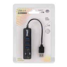 Load image into Gallery viewer, 2 in 1 USB 2.0 480Mbps 3 Ports HUB COMBO + Micro SD / T-FLASH SD / SDHC / SDXC Card Reader for Windows XP / Vista / 8.1 / 7 / 8, MAC, etc, USB 2.0 (Black), USB 2.0 (White)