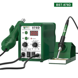 BEST BST-878D Adjustable Temperature Hot Air Gun with Electric Soldering Iron Rework Station, UK Plug, BST-878D UK Plug