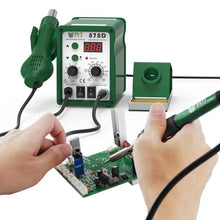 Load image into Gallery viewer, BEST BST-878D Adjustable Temperature Hot Air Gun with Electric Soldering Iron Rework Station, UK Plug, BST-878D UK Plug