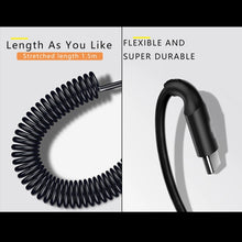 Load image into Gallery viewer, 5A USB-C / Type-C to USB Retractable Coiled Fast Charging Cable