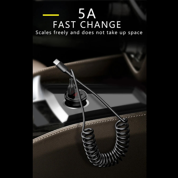 5A USB-C / Type-C to USB Retractable Coiled Fast Charging Cable