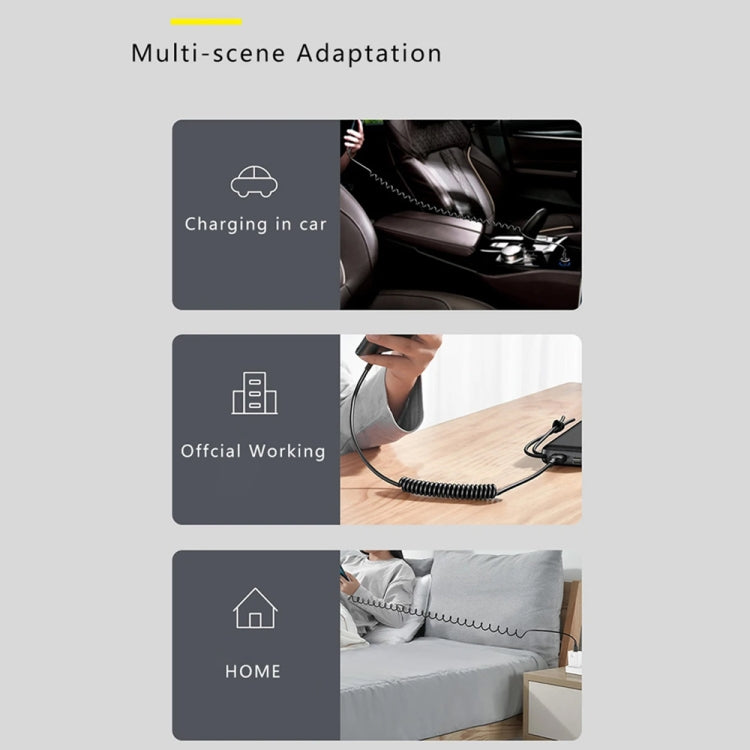 5A USB-C / Type-C to USB Retractable Coiled Fast Charging Cable