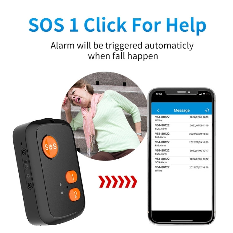 V51 B Style IP67 Waterproof 4G LTE 3G 2G GSM Elderly SOS Button Emergency Alarm GPS Tracker For North America/South America, V51 B Style