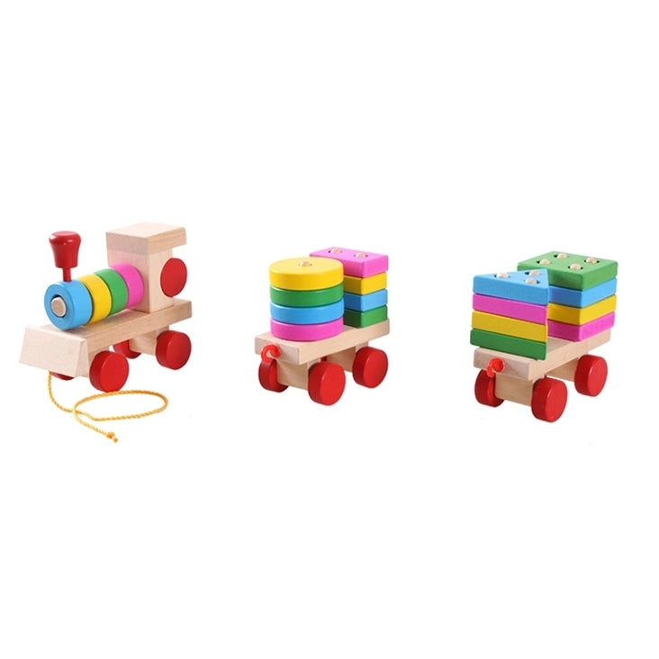 Wooden Train Shape Building Blocks Toy Baby Early Learning Training Toy