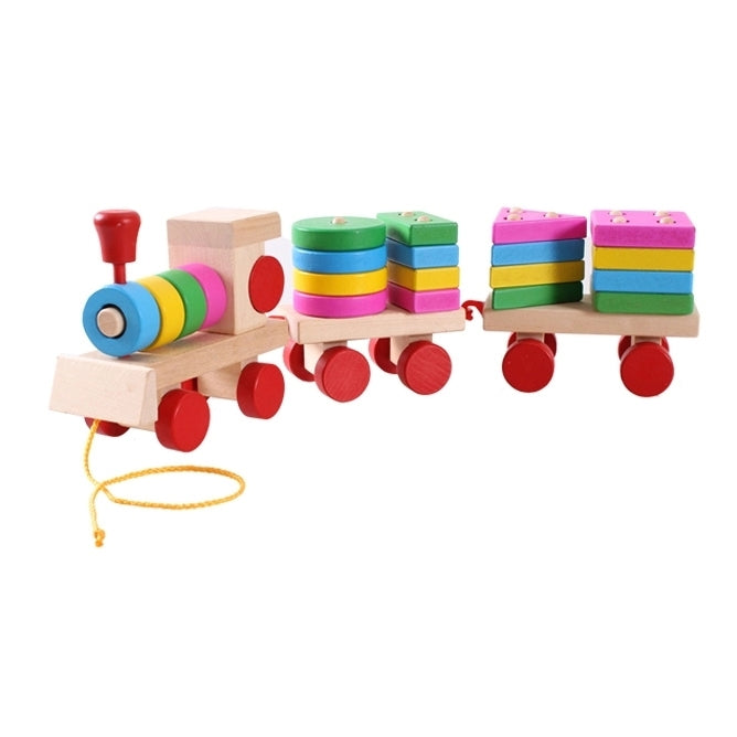 Wooden Train Shape Building Blocks Toy Baby Early Learning Training Toy