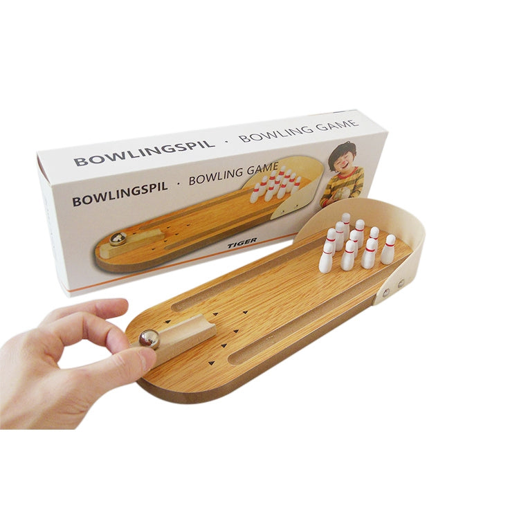 Tabletop Classic Desk Ball Toy Wooden Mini Bowling Game for Children and Adult, Size: 29.5 x 10cm