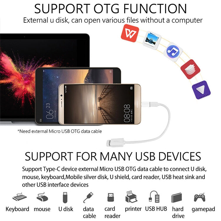 Micro USB Female to USB-C / Type-C OTG Adapter Charging Converter