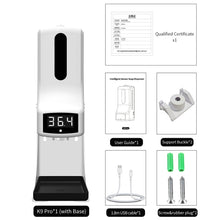 Load image into Gallery viewer, K9 Pro Handsfree Non-contact Body Light-sensitive Distance Sensor Thermometer + 1000ml Automatic Non-contact Liquid Soap Dispenser with Base Mount, K9 Pro