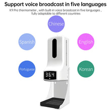 Load image into Gallery viewer, K9 Pro Handsfree Non-contact Body Light-sensitive Distance Sensor Thermometer + 1000ml Automatic Non-contact Liquid Soap Dispenser with Base Mount, K9 Pro