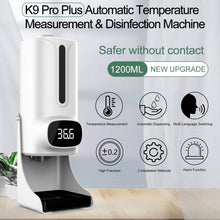 Load image into Gallery viewer, K9 Pro Plus Handsfree Non-contact Body Thermometer + 1000ml Automatic Non-contact Liquid Soap Dispenser with Base Mount, 15 Languages Voice Broadcast, K9 Pro Plus