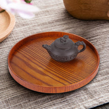 Load image into Gallery viewer, Creative Round Solid Wood Tea Tray Hotel Wooden Tay Storage Tray, Diameter: 37.5cm, Brown, Diameter: 37.5cm