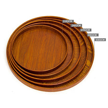 Load image into Gallery viewer, Creative Round Solid Wood Tea Tray Hotel Wooden Tay Storage Tray, Diameter: 37.5cm, Brown, Diameter: 37.5cm