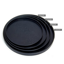 Load image into Gallery viewer, Creative Round Solid Wood Tea Tray Hotel Wooden Tay Storage Tray, Diameter: 30cm, Black, Diameter: 30cm