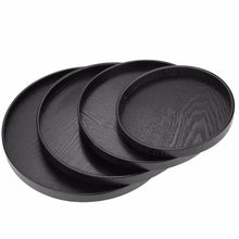Load image into Gallery viewer, Creative Round Solid Wood Tea Tray Hotel Wooden Tay Storage Tray, Diameter: 30cm, Black, Diameter: 30cm