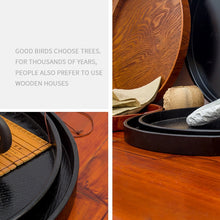Load image into Gallery viewer, Creative Round Solid Wood Tea Tray Hotel Wooden Tay Storage Tray, Diameter: 30cm, Black, Diameter: 30cm