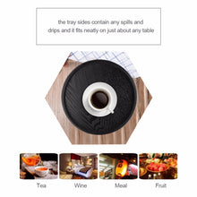 Load image into Gallery viewer, Creative Round Solid Wood Tea Tray Hotel Wooden Tay Storage Tray, Diameter: 30cm, Black, Diameter: 30cm