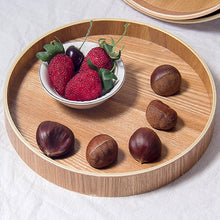 Load image into Gallery viewer, Creative Round Solid Wood Tea Tray Hotel Wooden Tay Storage Tray, Diameter: 33cm, Wood Color, Diameter: 33cm