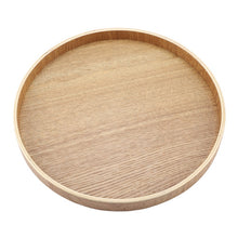 Load image into Gallery viewer, Creative Round Solid Wood Tea Tray Hotel Wooden Tay Storage Tray, Diameter: 33cm, Wood Color, Diameter: 33cm
