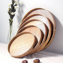Load image into Gallery viewer, Creative Round Solid Wood Tea Tray Hotel Wooden Tay Storage Tray, Diameter: 33cm, Wood Color, Diameter: 33cm