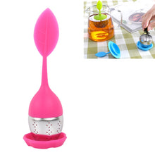Load image into Gallery viewer, Stainless Steel Leaf Shape Silicone Tea Bag Tea Strainers, Yellow, Red, Rose Red, Baby Blue