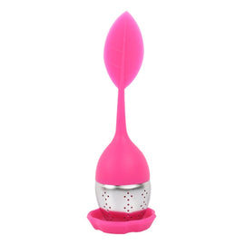 Stainless Steel Leaf Shape Silicone Tea Bag Tea Strainers, Rose Red, Baby Blue