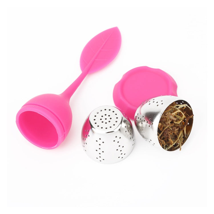 Stainless Steel Leaf Shape Silicone Tea Bag Tea Strainers, Yellow, Red, Rose Red, Baby Blue