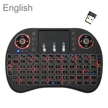 Load image into Gallery viewer, Support Language: English i8 Air Mouse Wireless Backlight Keyboard with Touchpad for Android TV Box &amp; Smart TV &amp; PC Tablet &amp; Xbox360 &amp; PS3 &amp; HTPC/IPTV, English
