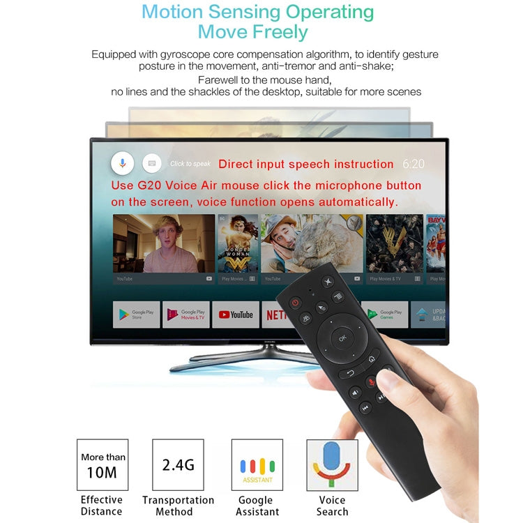 G20S 2.4G Air Mouse Remote Control with Fidelity Voice Input & IR Learning & 6-axis Gyroscope for PC & Android TV Box & Laptop & Projector, G20S