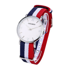 Load image into Gallery viewer, CAGARNY 6813 Concise Style Ultra Thin Quartz Wrist Watch with Striped Nylon Band for Women