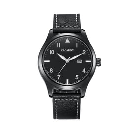 CAGARNY 6862 Round Dial Alloy Case Fashion Men Quartz Watch with PU Leather Band