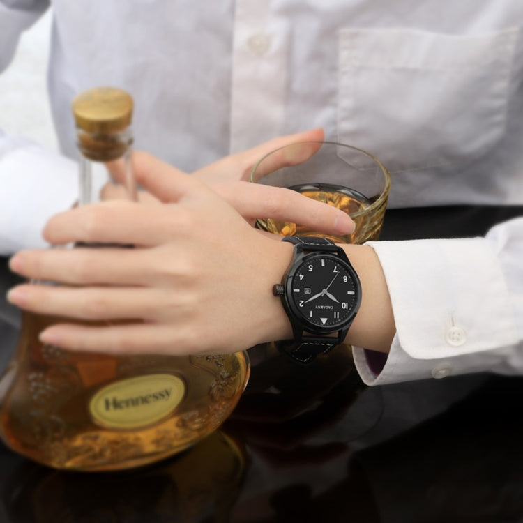 CAGARNY 6862 Round Dial Alloy Case Fashion Men Quartz Watch with PU Leather Band