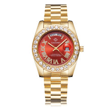 Load image into Gallery viewer, CAGARNY 6866 Fashion Life Waterproof Gold Steel Band Quartz Watch