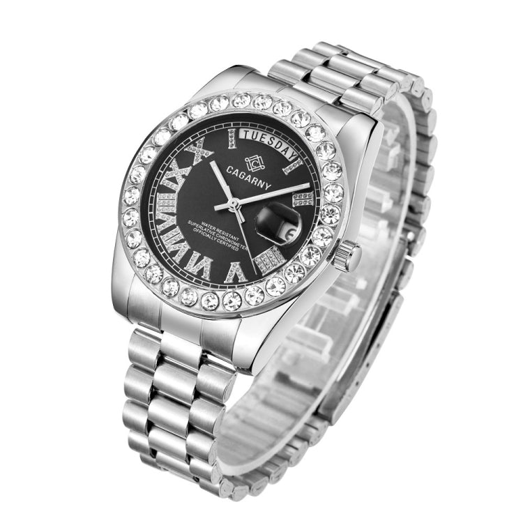 CAGARNY 6866 Fashion Life Waterproof Silver Steel Band Quartz Watch