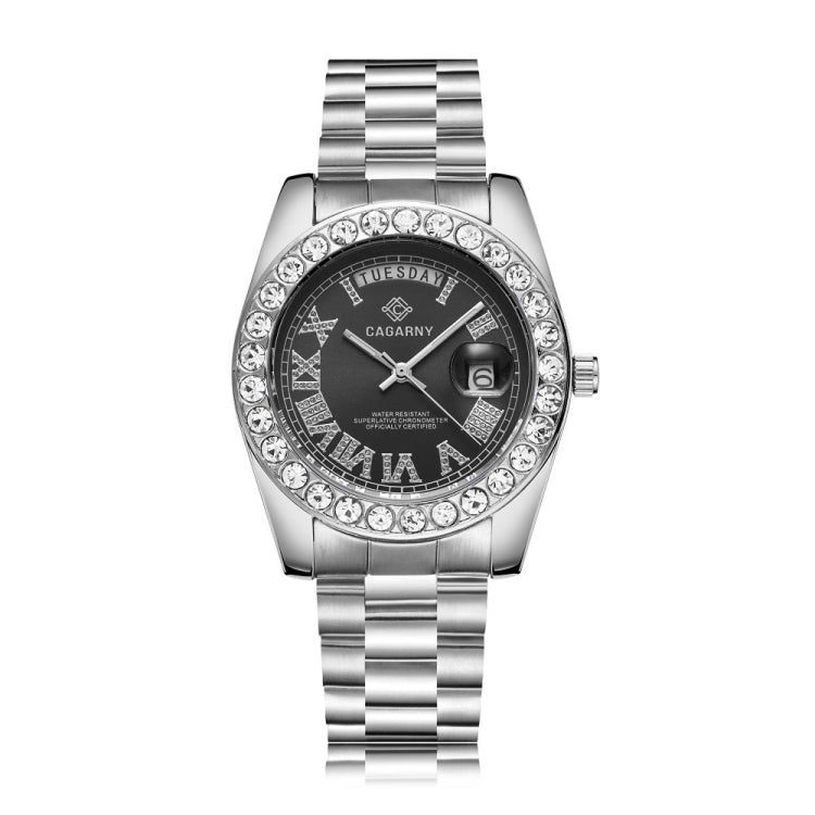 CAGARNY 6866 Fashion Life Waterproof Silver Steel Band Quartz Watch, Silver Steel Band