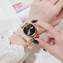 Load image into Gallery viewer, CAGARNY 6880 Fashion Life Waterproof Dragonfly White Background Gold Steel Band Quartz Watch