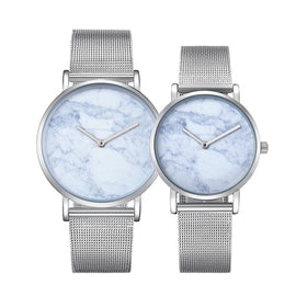 CAGARNY 6812 Round Dial Alloy Silver Case Fashion Couple Watch Men & Women Lover Quartz Watches with Stainless Steel Band