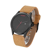 Load image into Gallery viewer, CAGARNY 6850 Fashion Dual Quartz Movement Wrist Watch with Genuine Leather Band(Brown Band Black Window)