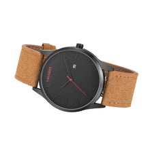 Load image into Gallery viewer, CAGARNY 6850 Fashion Dual Quartz Movement Wrist Watch with Genuine Leather Band(Brown Band Black Window)