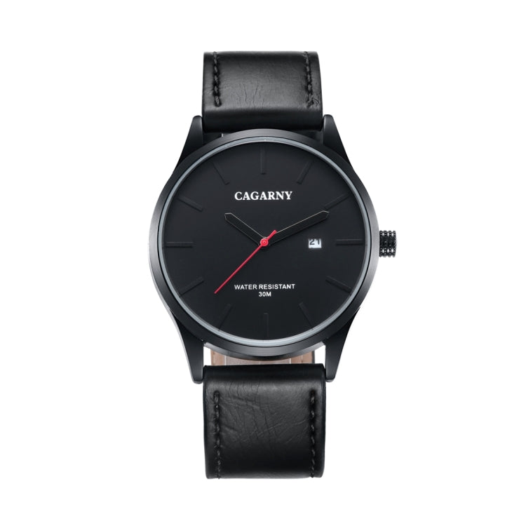 CAGARNY 6865 Fashion Dual Quartz Movement Wrist Watch with Genuine Leather Band