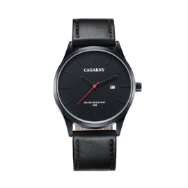 CAGARNY 6865 Fashion Dual Quartz Movement Wrist Watch with Genuine Leather Band