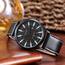 Load image into Gallery viewer, CAGARNY 6866 Fashion Dual Quartz Movement Wrist Watch with Genuine Leather Band(Orange Number)