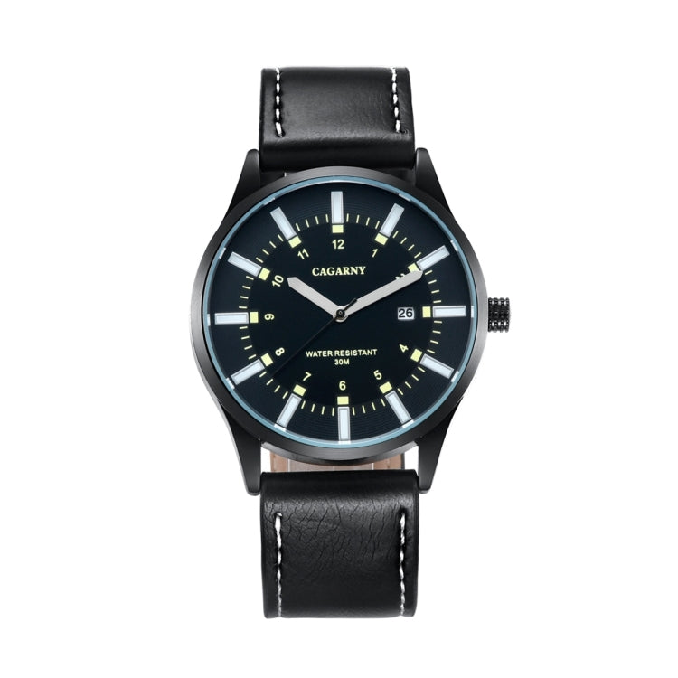 CAGARNY 6866 Fashion Dual Quartz Movement Wrist Watch with Genuine Leather Band(Orange Number)