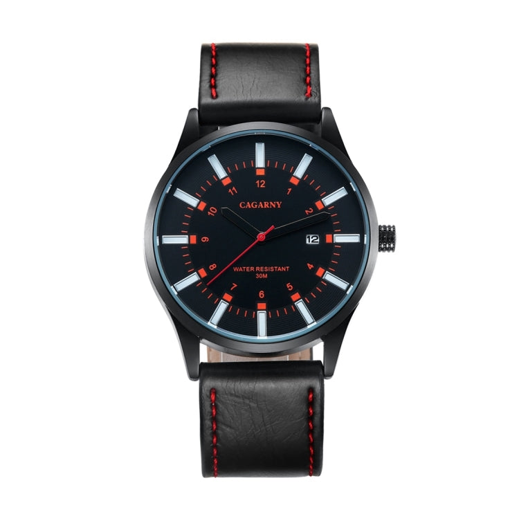 CAGARNY 6866 Fashion Dual Quartz Movement Wrist Watch with Genuine Leather Band(Orange Number)