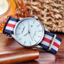 Load image into Gallery viewer, CAGARNY 6865 Concise Style Ultra Thin Waterproof Quartz Wrist Watch with Striped Nylon Band