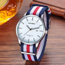 Load image into Gallery viewer, CAGARNY 6865 Concise Style Ultra Thin Waterproof Quartz Wrist Watch with Striped Nylon Band