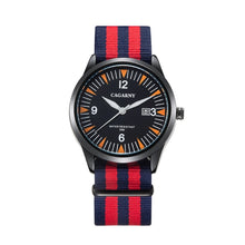 Load image into Gallery viewer, CAGARNY 6859 Concise Style Ultra Thin Waterproof Quartz Wrist Watch with Striped Nylon Band