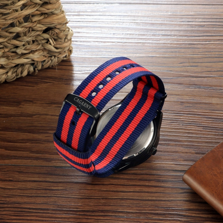 CAGARNY 6859 Concise Style Ultra Thin Waterproof Quartz Wrist Watch with Striped Nylon Band
