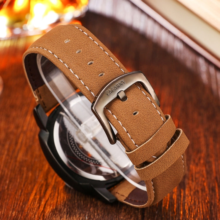 CAGARNY 6833 Fashionable Five Needles Quartz Sport Wrist Watch with Leather Band for Men(Red Scale)